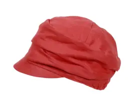 Damen Schildmütze aus Leinen in Orangerot