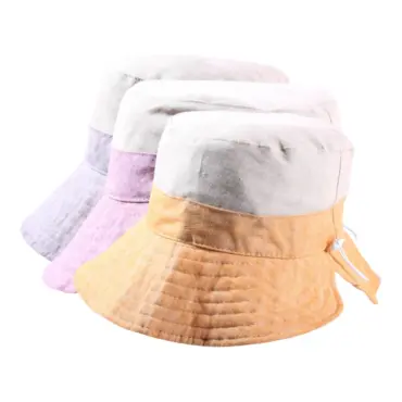 Sommerlicher Stoffhut aus Leinen und Baumwolle mit breitem Rand in Gelb, Nougat oder Rot