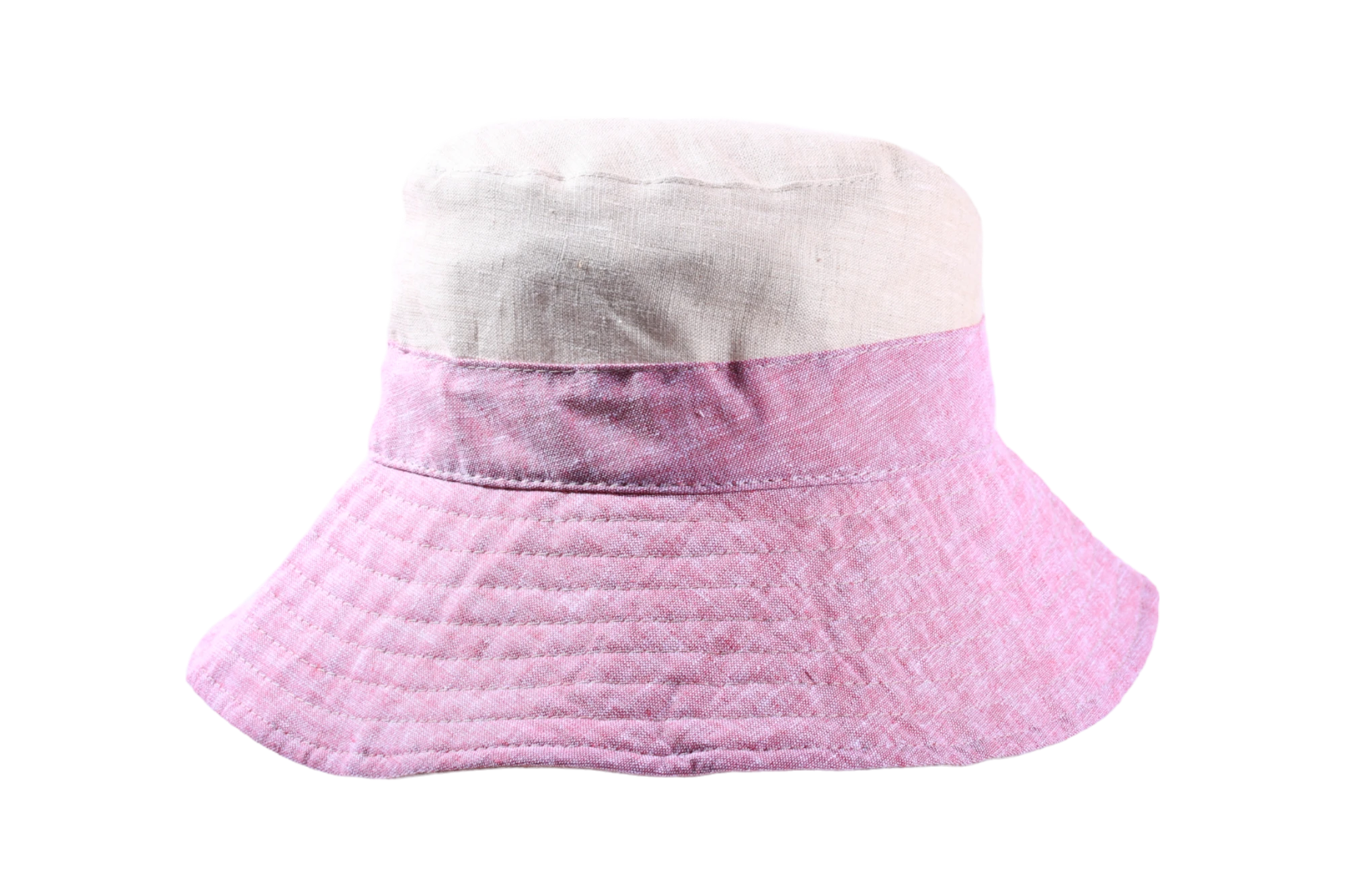 Sommerlicher Stoffhut aus Leinen und Baumwolle mit breitem Rand in Gelb, Nougat oder Rot