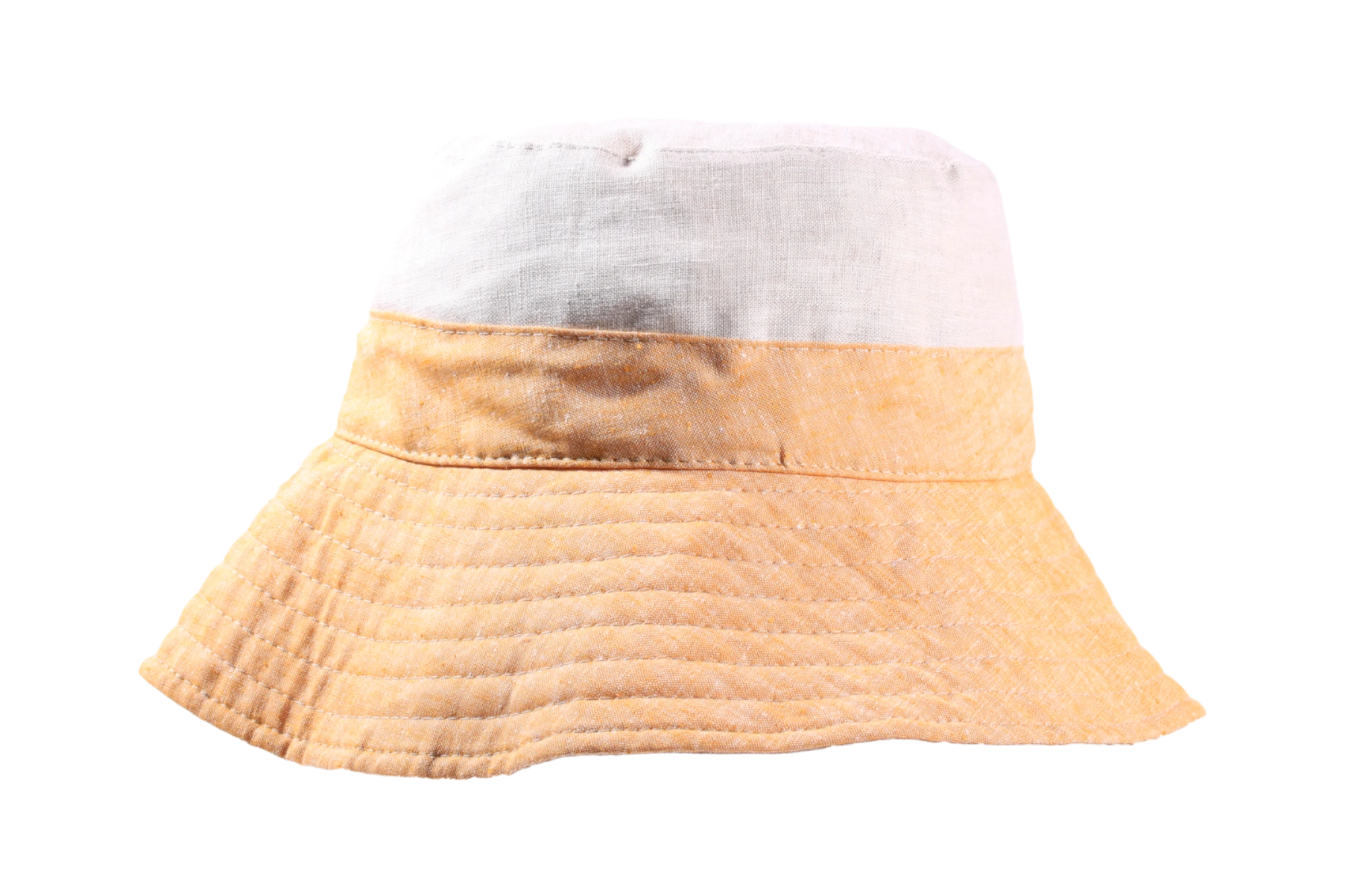 Sommerlicher Stoffhut aus Leinen und Baumwolle mit breitem Rand in Gelb, Nougat oder Rot