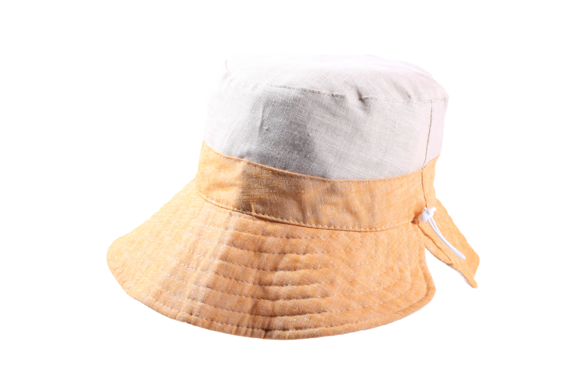 Sommerlicher Stoffhut aus Leinen und Baumwolle mit breitem Rand in Gelb, Nougat oder Rot