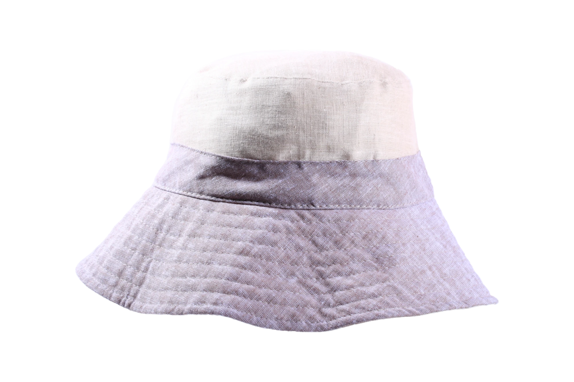 Sommerlicher Stoffhut aus Leinen und Baumwolle mit breitem Rand in Gelb, Nougat oder Rot