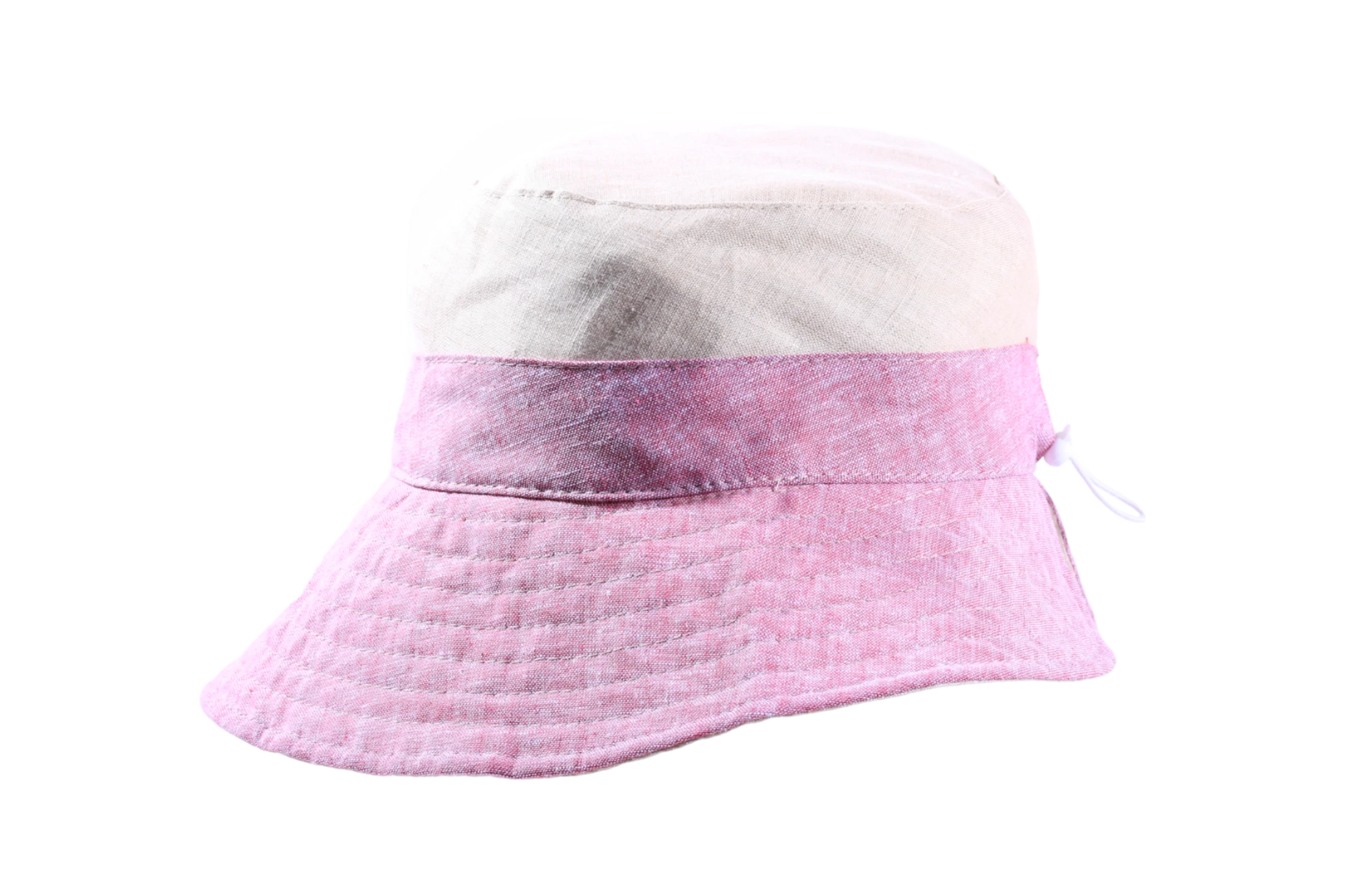 Sommerlicher Stoffhut aus Leinen und Baumwolle mit breitem Rand in Gelb, Nougat oder Rot