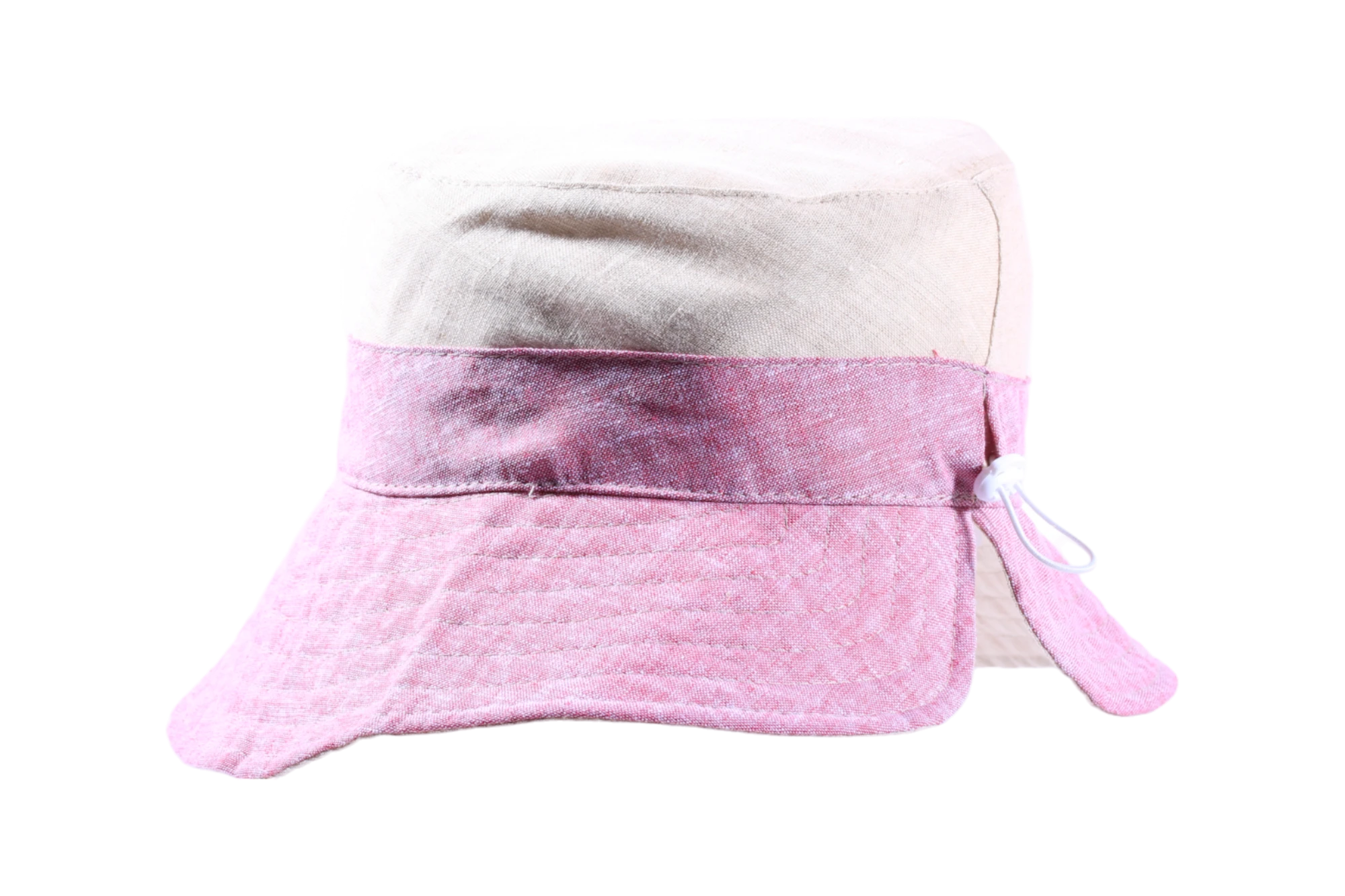 Sommerlicher Stoffhut aus Leinen und Baumwolle mit breitem Rand in Gelb, Nougat oder Rot