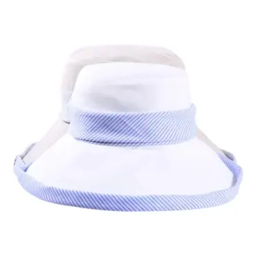 Damen Sommerhut Tiffany in Weiß und Hellbeige mit gestreiftem Leinenband.