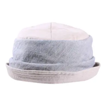 Damen Sommerhut Cloche Leinen gestreift in Navy