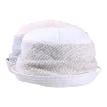 Damen Sommerhut Cloche Leinen gestreift in Camel und Navy