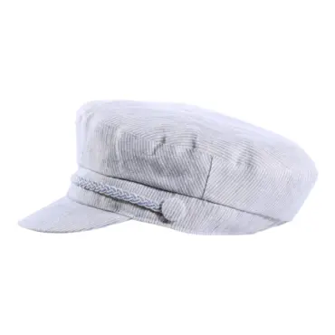 Camaret-Mütze aus gestreiftem Leinen in Camel oder Jeans