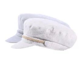 Camaret-Mütze aus gestreiftem Leinen in Camel oder Jeans