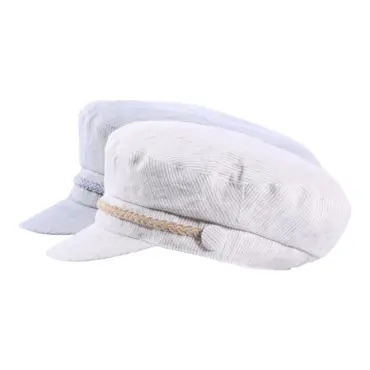 Camaret-Mütze aus gestreiftem Leinen in Camel oder Jeans