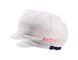 Ballonmütze aus Leinen und Viskose mit pinkem oder marineblauem Detail