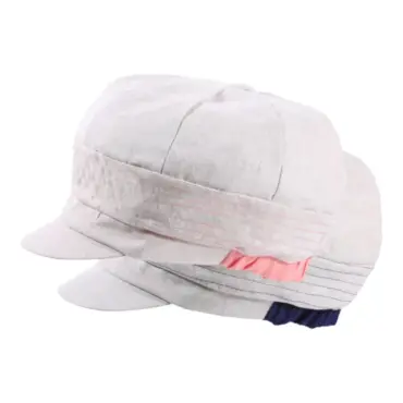 Ballonmütze aus Leinen und Viskose mit pinkem oder marineblauem Detail