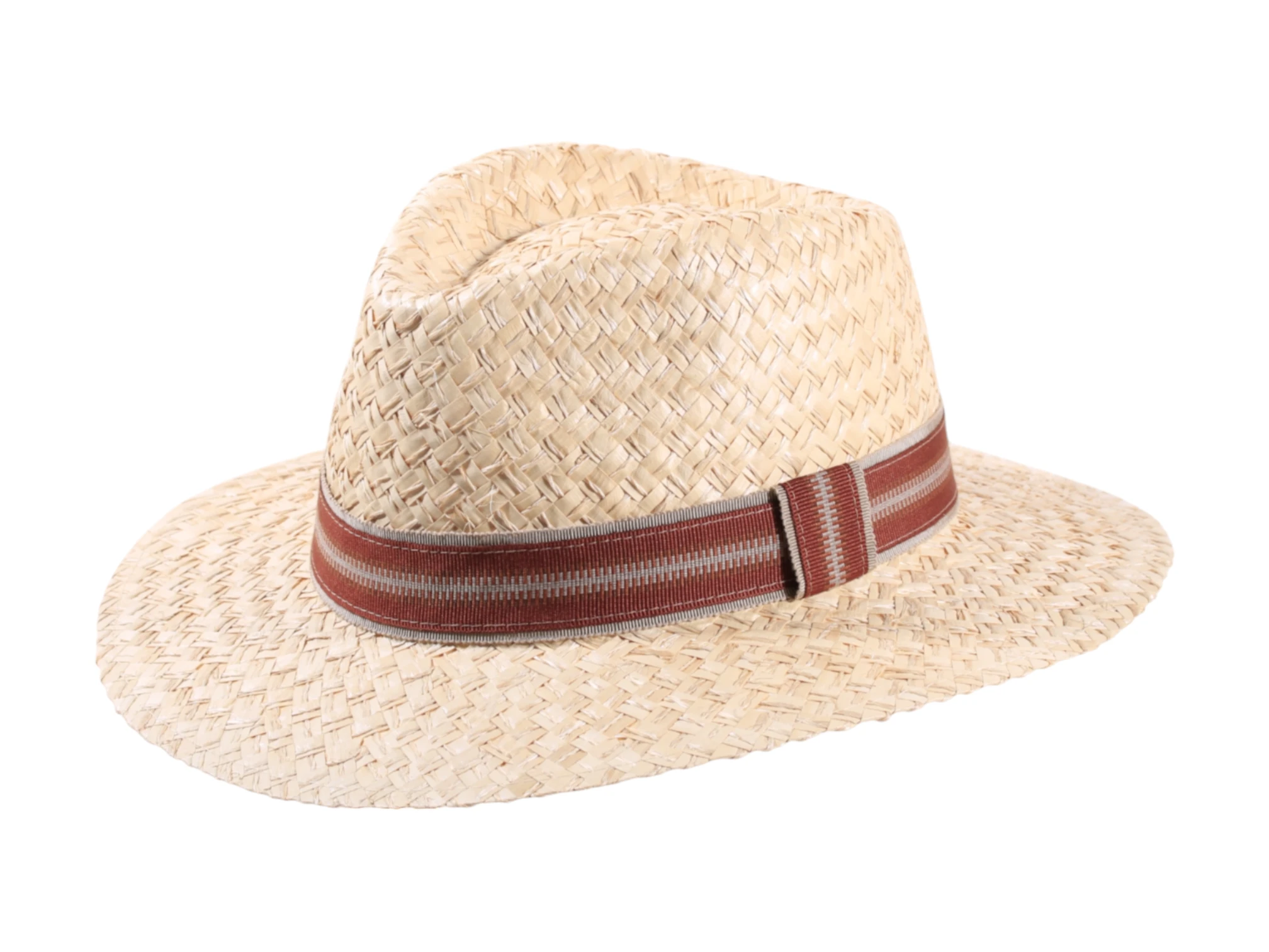 Strohhut Fedora Traveler Palmier aus Naturstroh mit Leinenband Titel: Fedora Strohhut Traveler Palmier Natur & Nougat