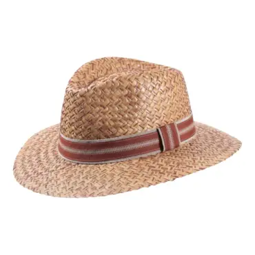 Strohhut Fedora Traveler Palmier aus Naturstroh mit Leinenband Titel: Fedora Strohhut Traveler Palmier Natur & Nougat