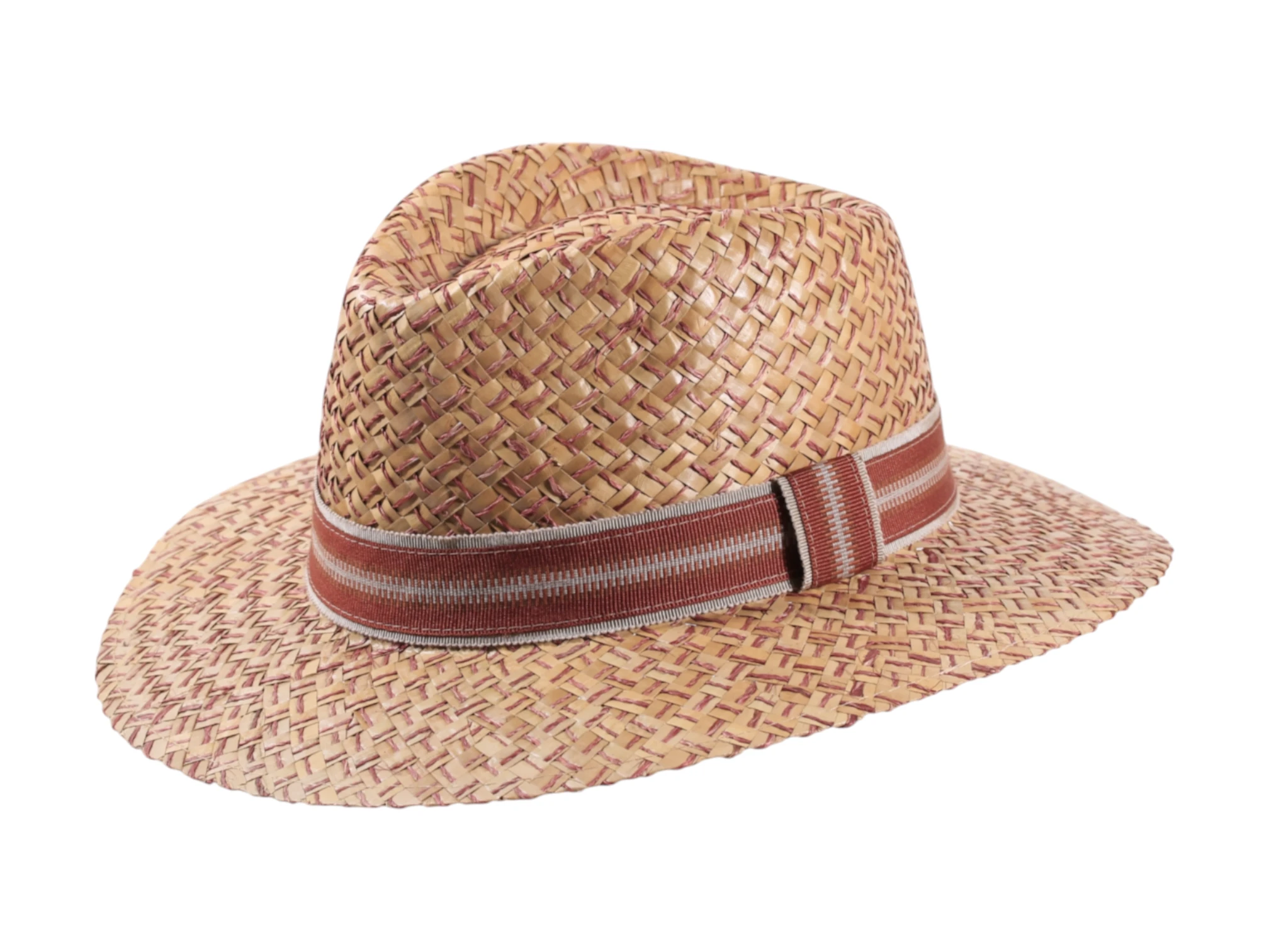Strohhut Fedora Traveler Palmier aus Naturstroh mit Leinenband Titel: Fedora Strohhut Traveler Palmier Natur & Nougat