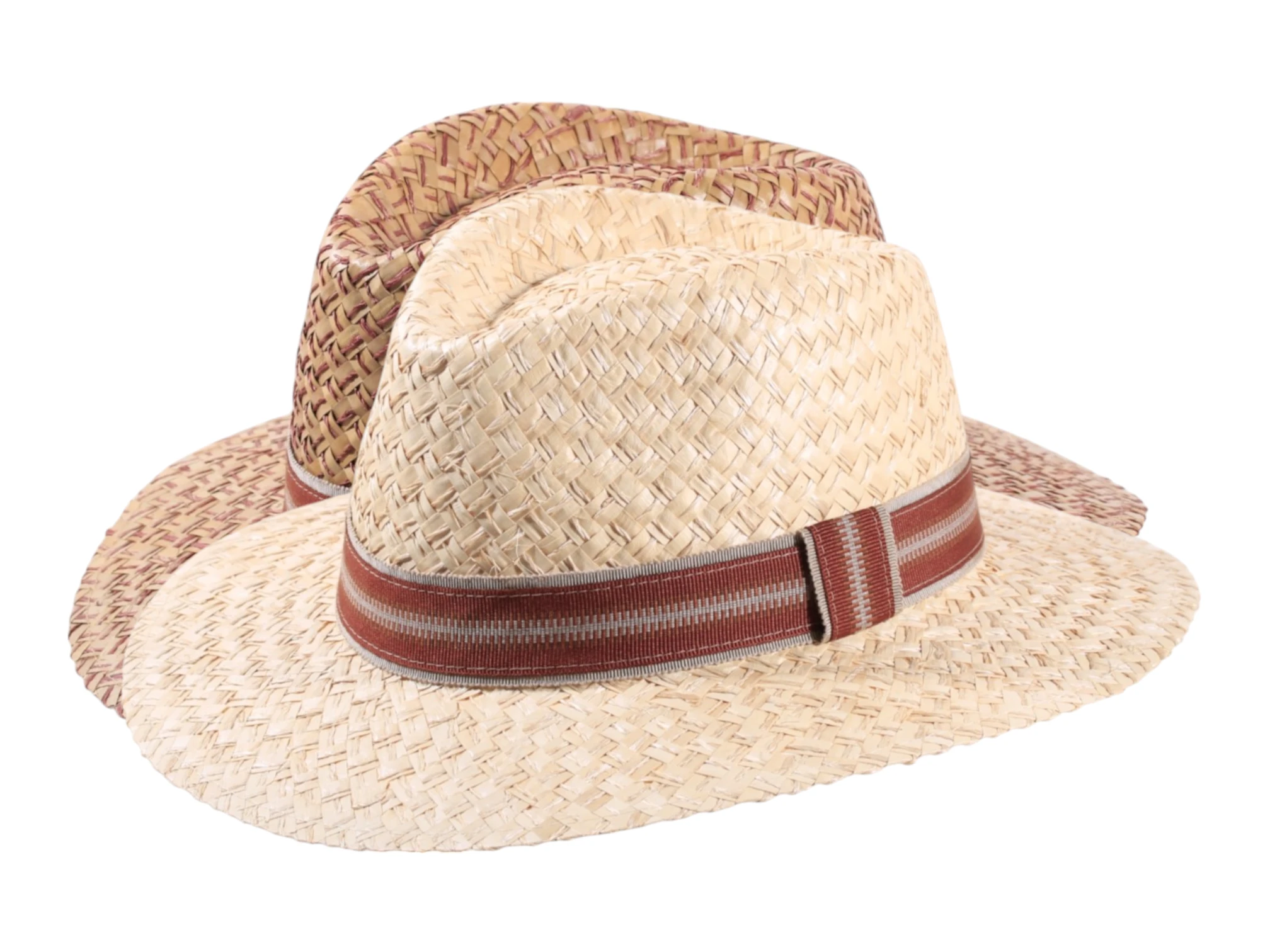 Strohhut Fedora Traveler Palmier aus Naturstroh mit Leinenband Titel: Fedora Strohhut Traveler Palmier Natur & Nougat