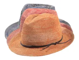 Bogart Raffia Crochet Fedora Sommerhut Gelb Rot Royalblau
