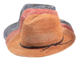 Bogart Raffia Crochet Fedora Sommerhut Gelb Rot Royalblau
