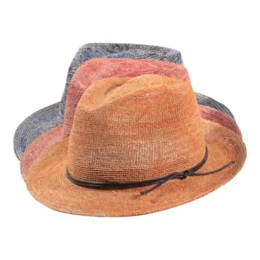 Bogart Raffia Crochet Fedora Sommerhut Gelb Rot Royalblau