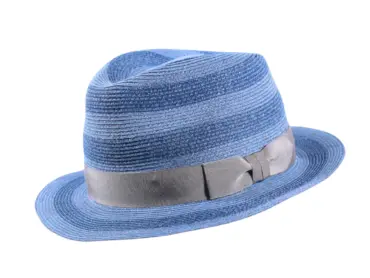 Sommerhut Trilby Blockstreifen aus Hanf und Viskose in Camel, Rosa oder Jeans