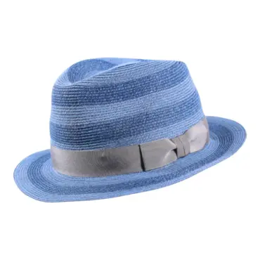Sommerhut Trilby Blockstreifen aus Hanf und Viskose in Camel, Rosa oder Jeans