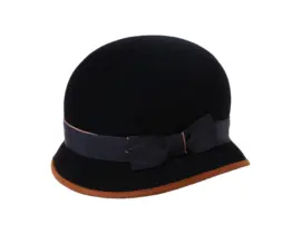 Damen Haarfilzhut Velours Cloche mit Filzeinsatz