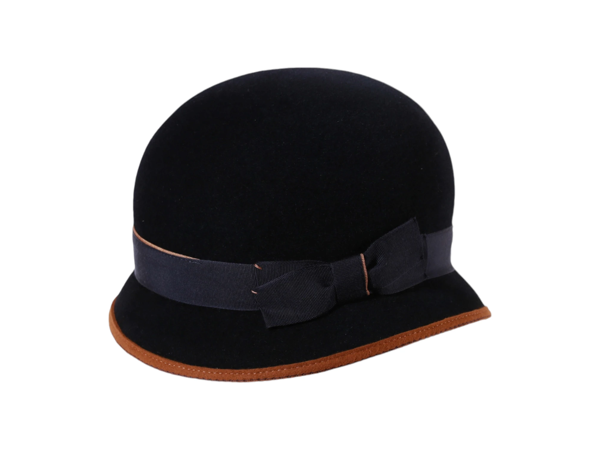 Damen Haarfilzhut Velours Cloche mit Filzeinsatz