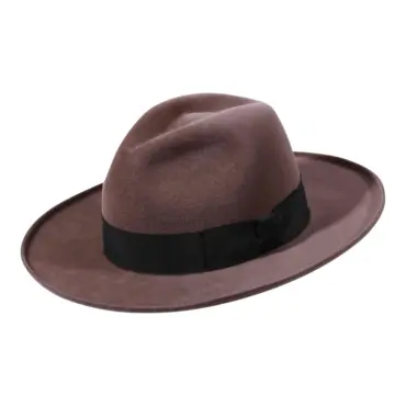 Fedora Hipster Velours in Taupe – handgefertigter Filzhut aus Haarfilz, Schweizer Manufaktur Risa