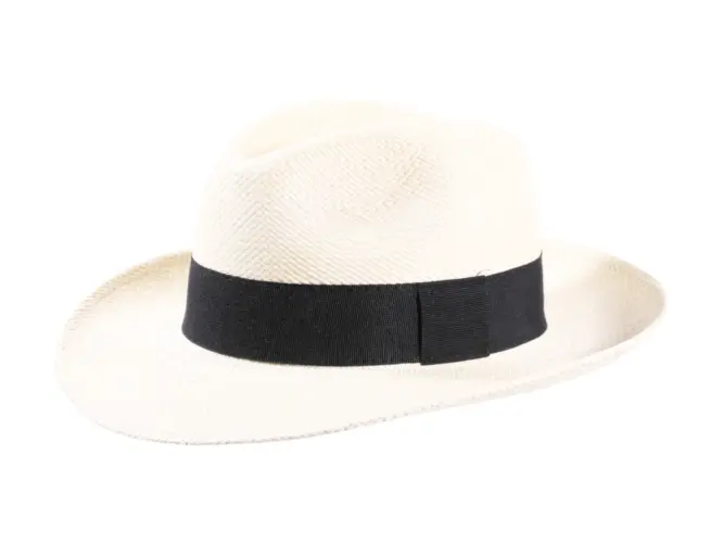 Panamahut Fedora Bogart Classic Weiß Natur schwarzes Band