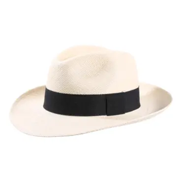 Panamahut Fedora Bogart Classic Weiß Natur schwarzes Band
