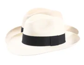 Panamahut Fedora Bogart Classic Weiß Natur schwarzes Band