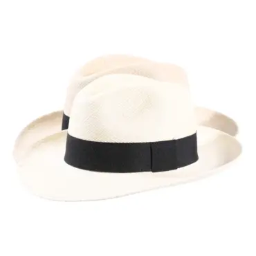 Panamahut Fedora Bogart Classic Weiß Natur schwarzes Band