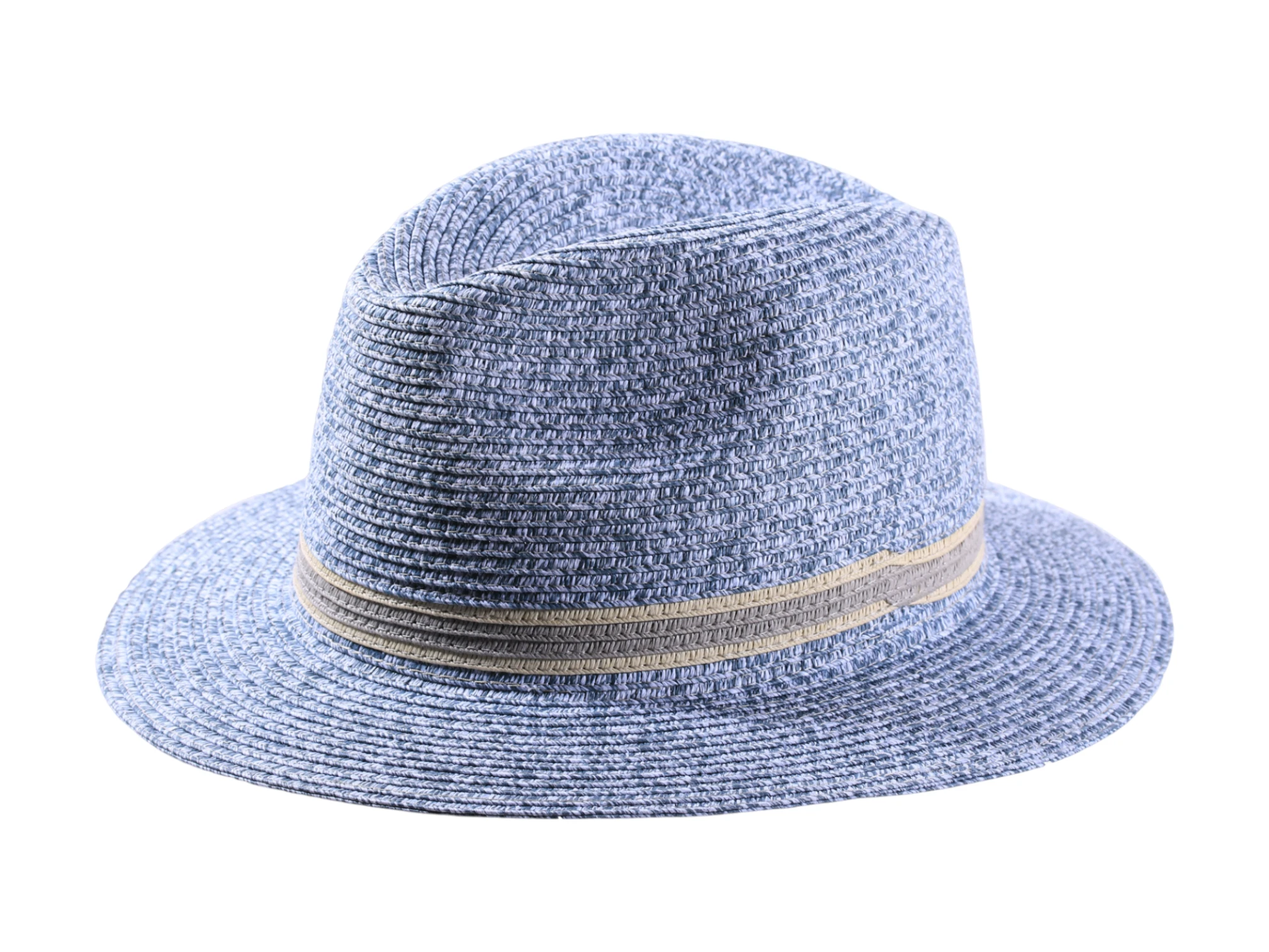 Sommerhut Fedora Color aus Cellulose in Jeans-, Orange- und Senf-Melange