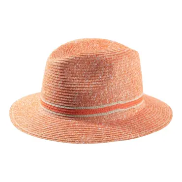 Sommerhut Fedora Color aus Cellulose in Jeans-, Orange- und Senf-Melange