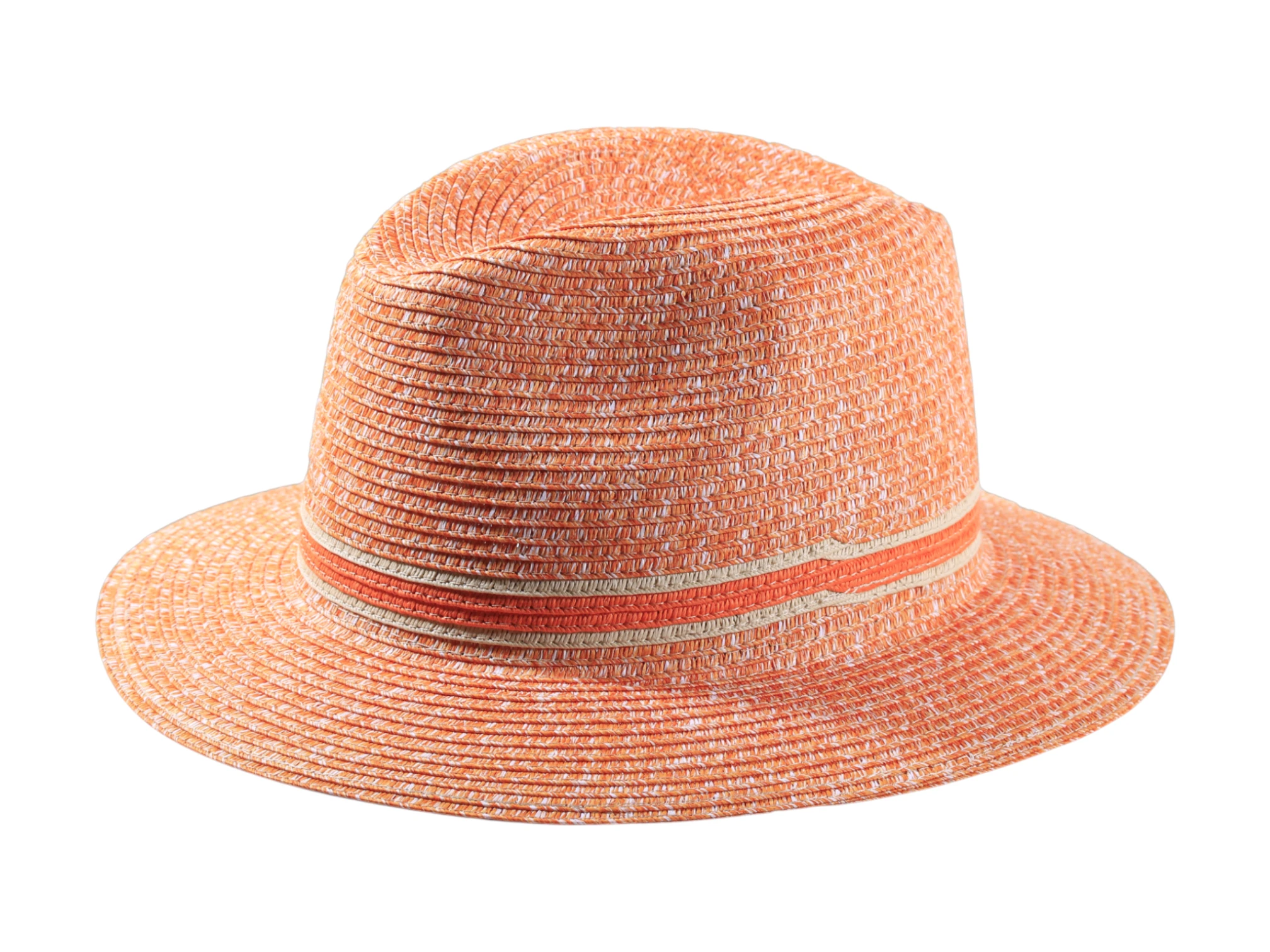 Sommerhut Fedora Color aus Cellulose in Jeans-, Orange- und Senf-Melange