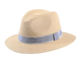 Sommerhut Fedora Viscose Fino in Mittelbeige mit Jeanshutband
