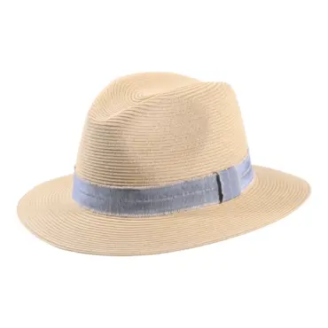 Sommerhut Fedora Viscose Fino in Mittelbeige mit Jeanshutband