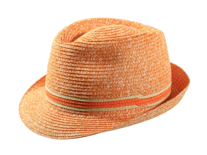 Trilby Sommerhut aus Viscose Paper in Jeans-, Orange- und Senf-Melange
