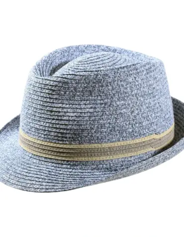 Trilby Sommerhut aus Viscose Paper in Jeans-, Orange- und Senf-Melange