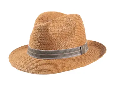 Sommerhut Fedora Raffia Camel mit Leinenband