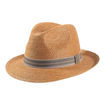 Sommerhut Fedora Raffia Camel mit Leinenband