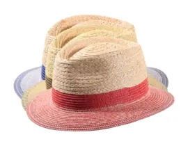 Fedora Sommerhut in Rot, Jeans oder Mittelbraun aus Raffiamix