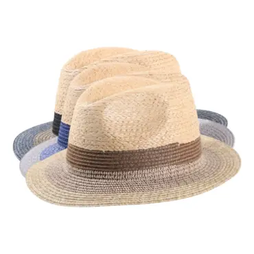 Fedora Sommerhut in Multicolor aus Raffia mit abgestufter Farbkrone
