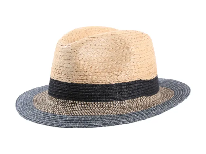 Fedora Sommerhut in Multicolor aus Raffia mit abgestufter Farbkrone