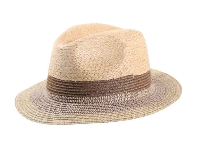 Fedora Sommerhut in Multicolor aus Raffia mit abgestufter Farbkrone