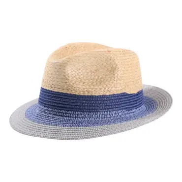 Fedora Sommerhut in Multicolor aus Raffia mit abgestufter Farbkrone