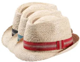 Strohhut Trilby Raffia mit Leinenband in Schwarz, Rot oder Petrol