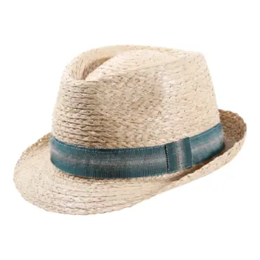 Strohhut Trilby Raffia mit Leinenband in Schwarz, Rot oder Petrol