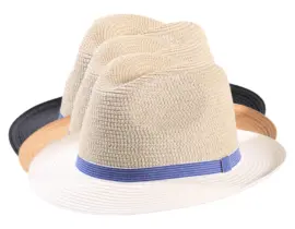 Zweifarbiger Fedora Sommerhut Paper Jeansband Schwarz Natur Tabak