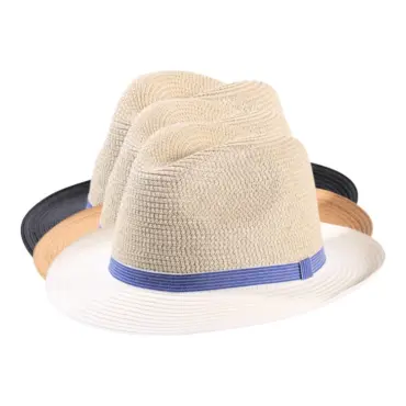Zweifarbiger Fedora Sommerhut Paper Jeansband Schwarz Natur Tabak